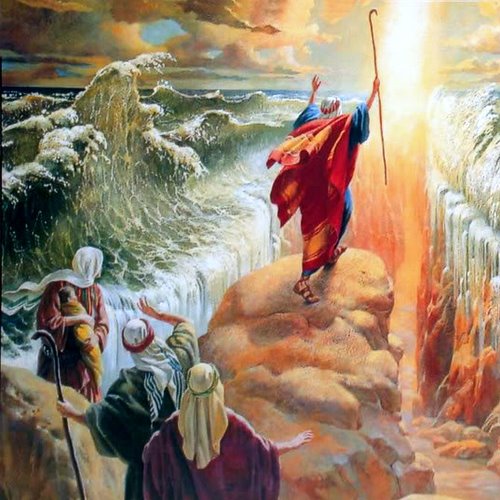 MOSES PARTS THE RED SEA- unknown artist
